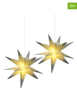 AMARE 2er-Set: LED-Dekoleuchten In Grau/ Gelb - Ø 27 Cm