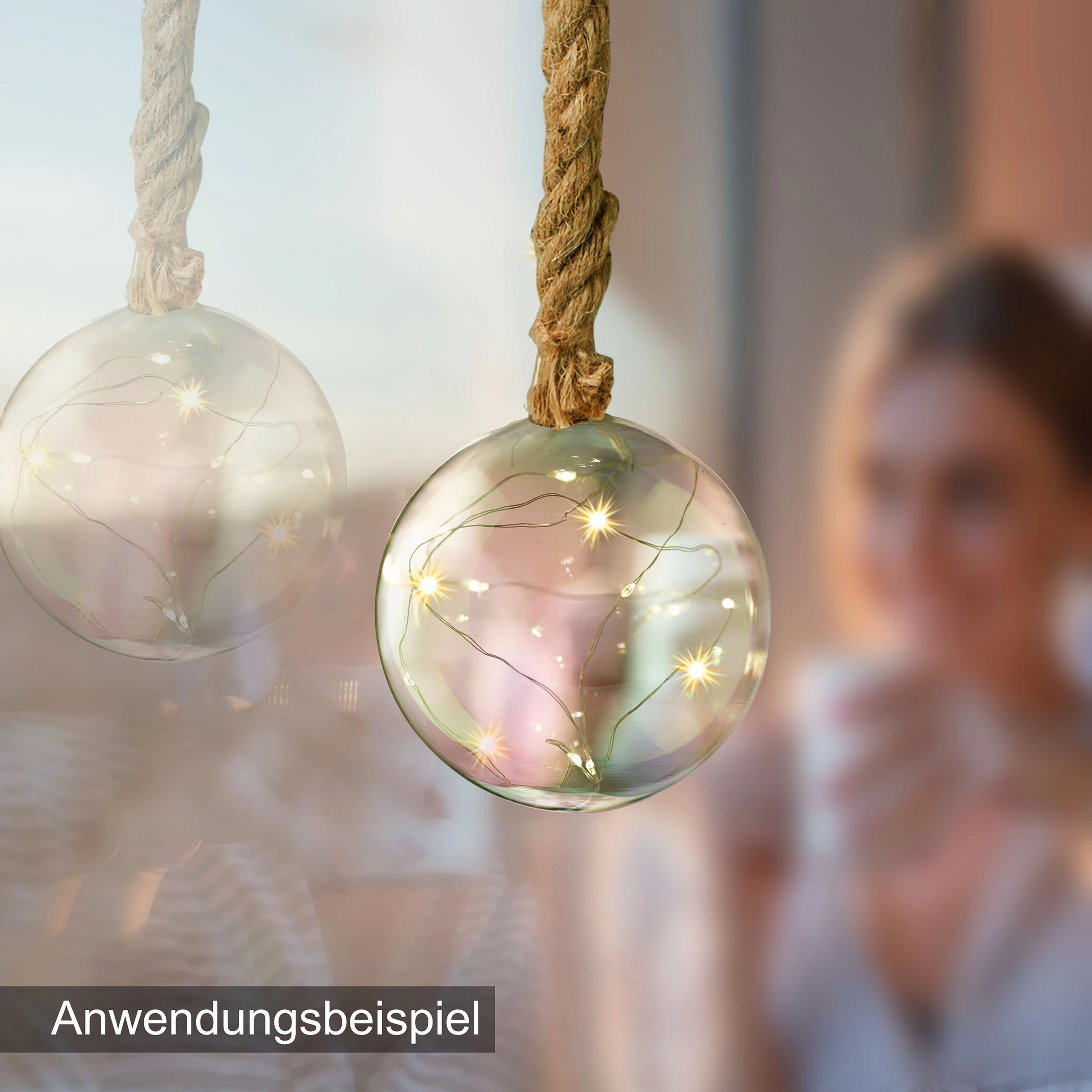 AMARE LED Dekolicht 10 Cm Kugelform Am Seil NICHT ERFORDERLICH In Perlmutt – Bild 3