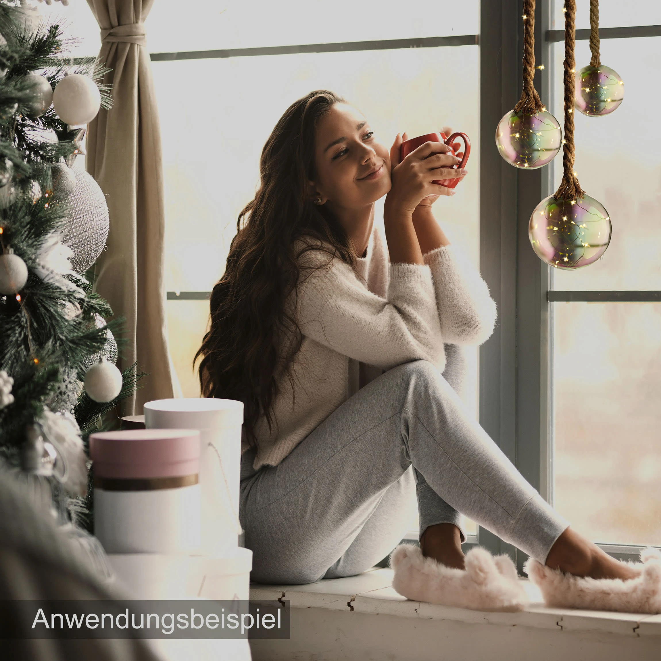 AMARE LED Dekolicht 10 Cm Kugelform Am Seil NICHT ERFORDERLICH In Perlmutt – Bild 5