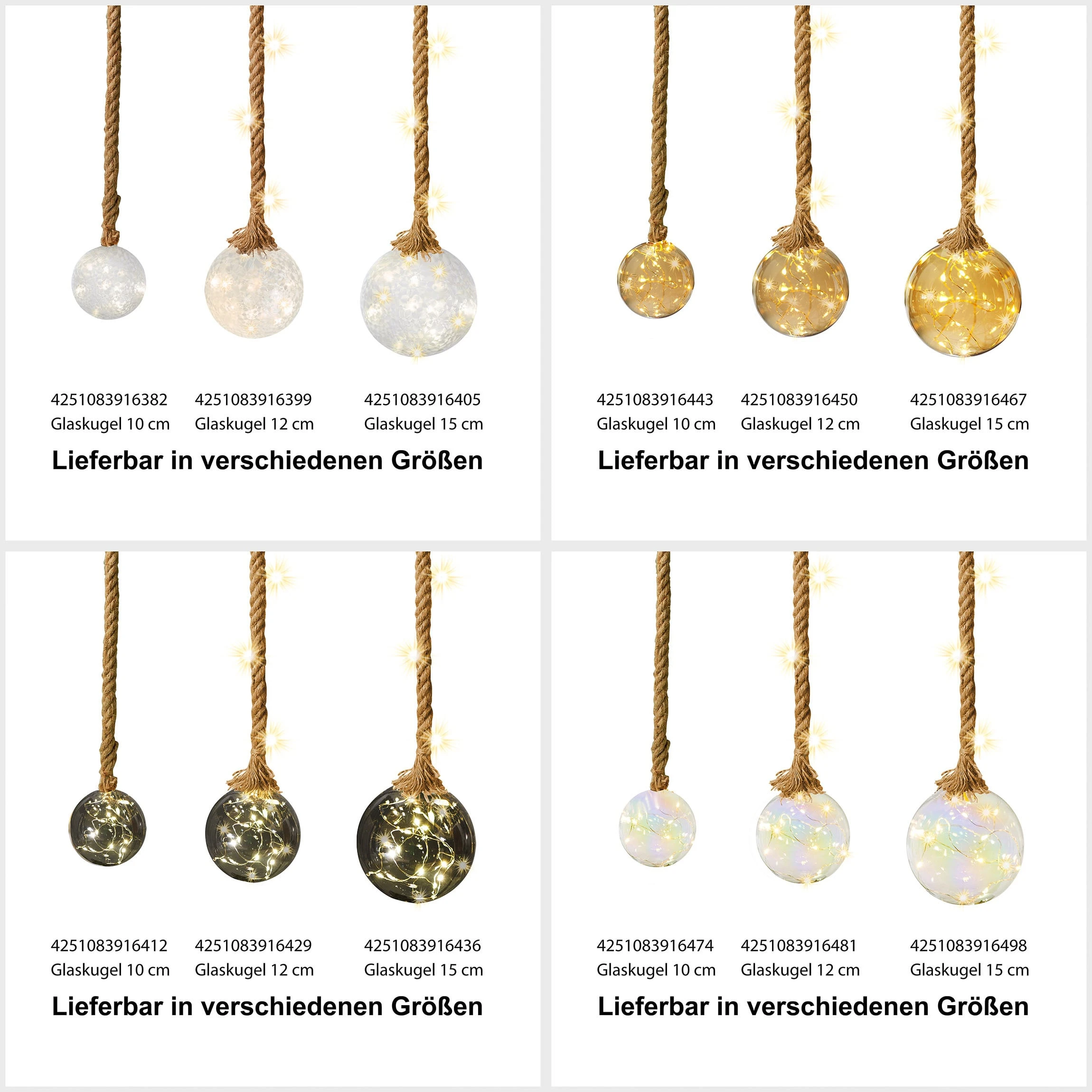 AMARE LED Dekolicht 10 Cm Kugelform Am Seil NICHT ERFORDERLICH In Perlmutt – Bild 8