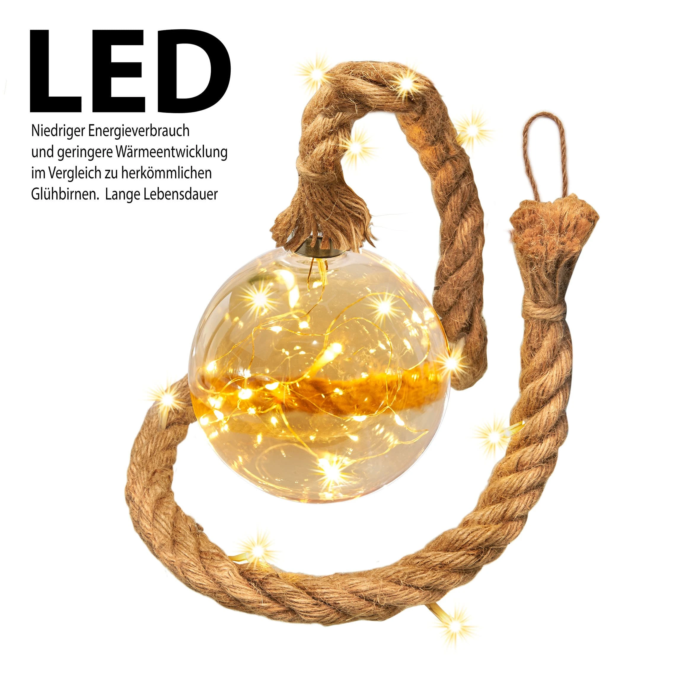 AMARE LED Dekolicht 12 Cm Kugelform Am Seil NICHT ERFORDERLICH In Bernstein – Bild 2