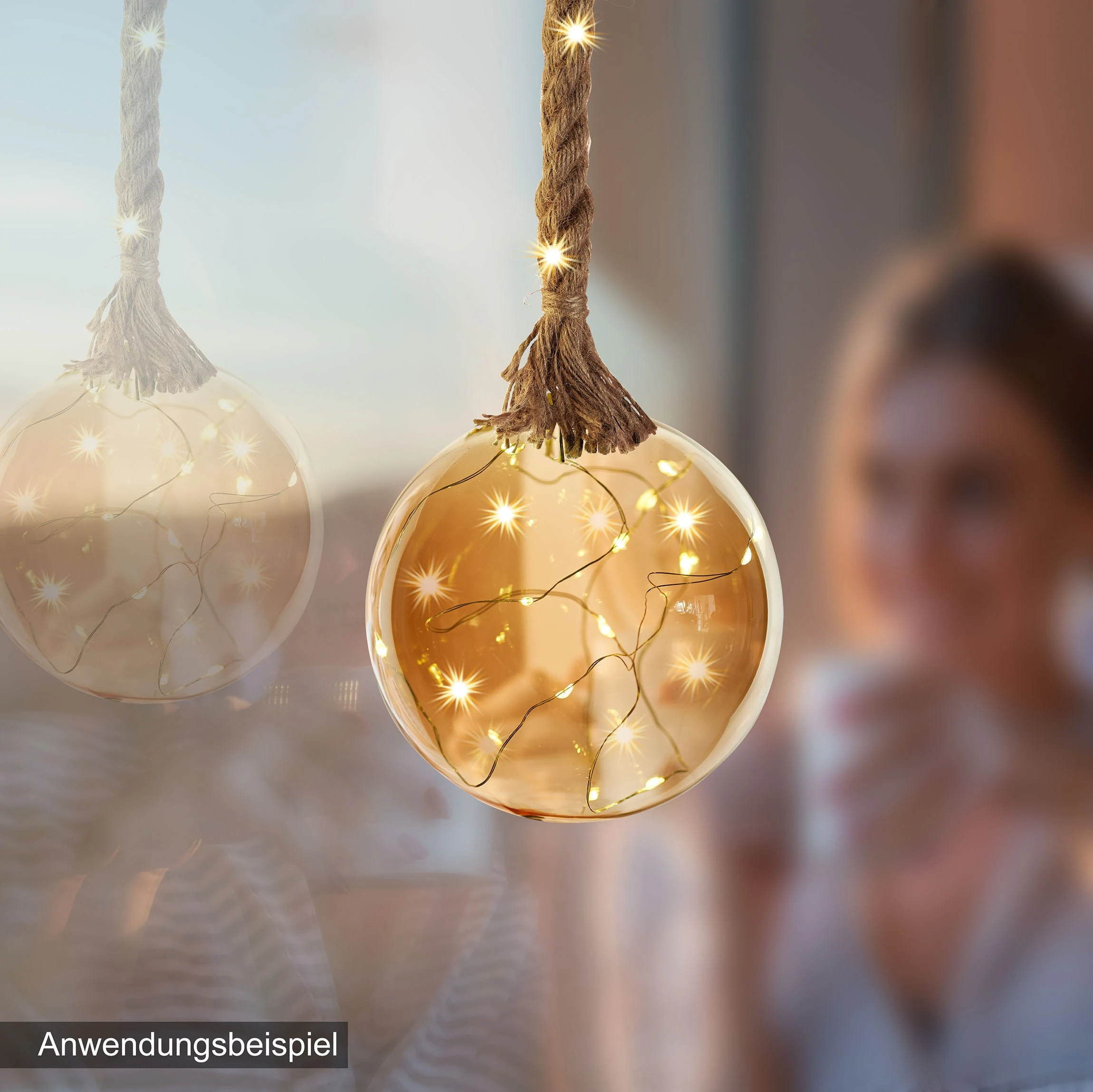 AMARE LED Dekolicht 12 Cm Kugelform Am Seil NICHT ERFORDERLICH In Bernstein – Bild 3