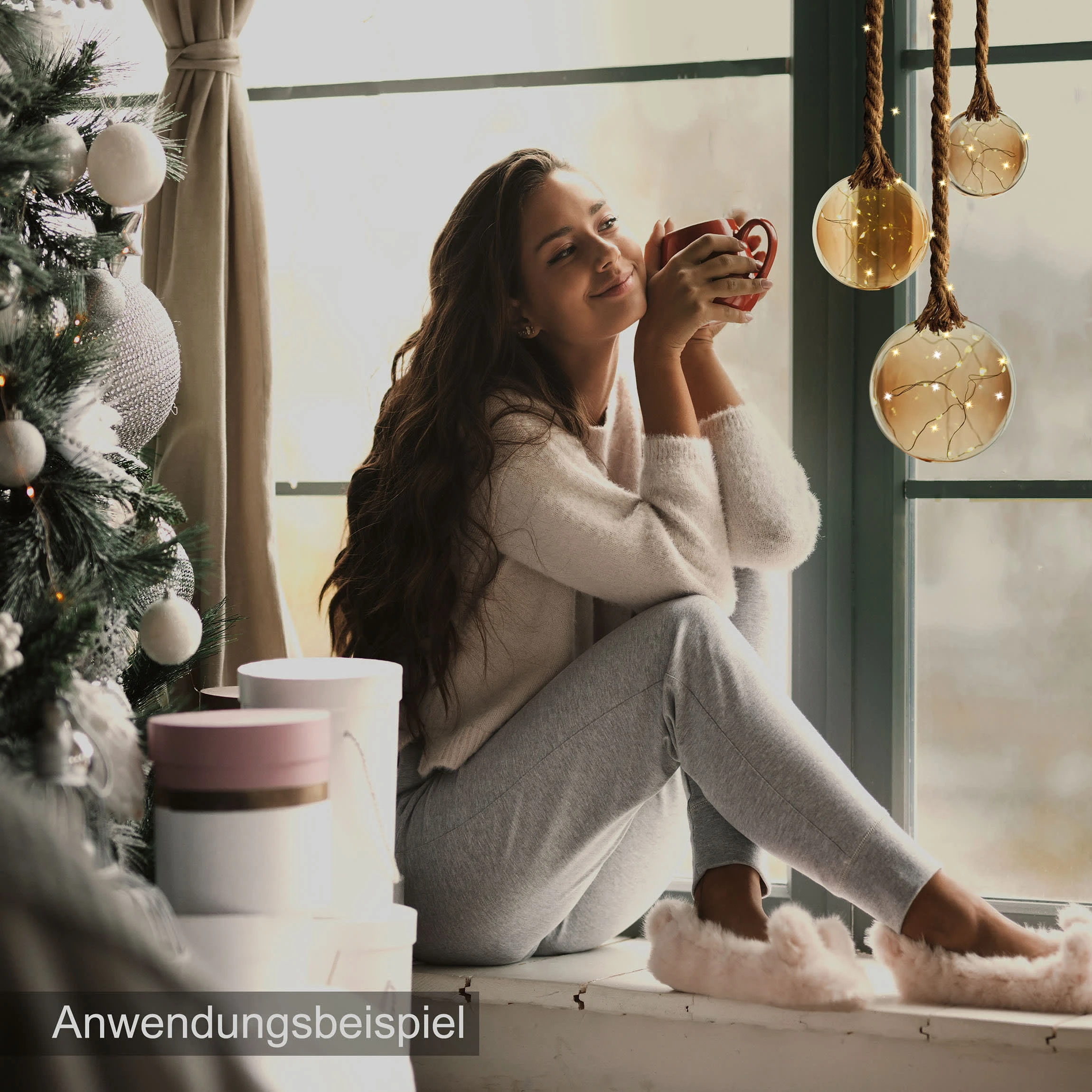 AMARE LED Dekolicht 12 Cm Kugelform Am Seil NICHT ERFORDERLICH In Bernstein – Bild 5