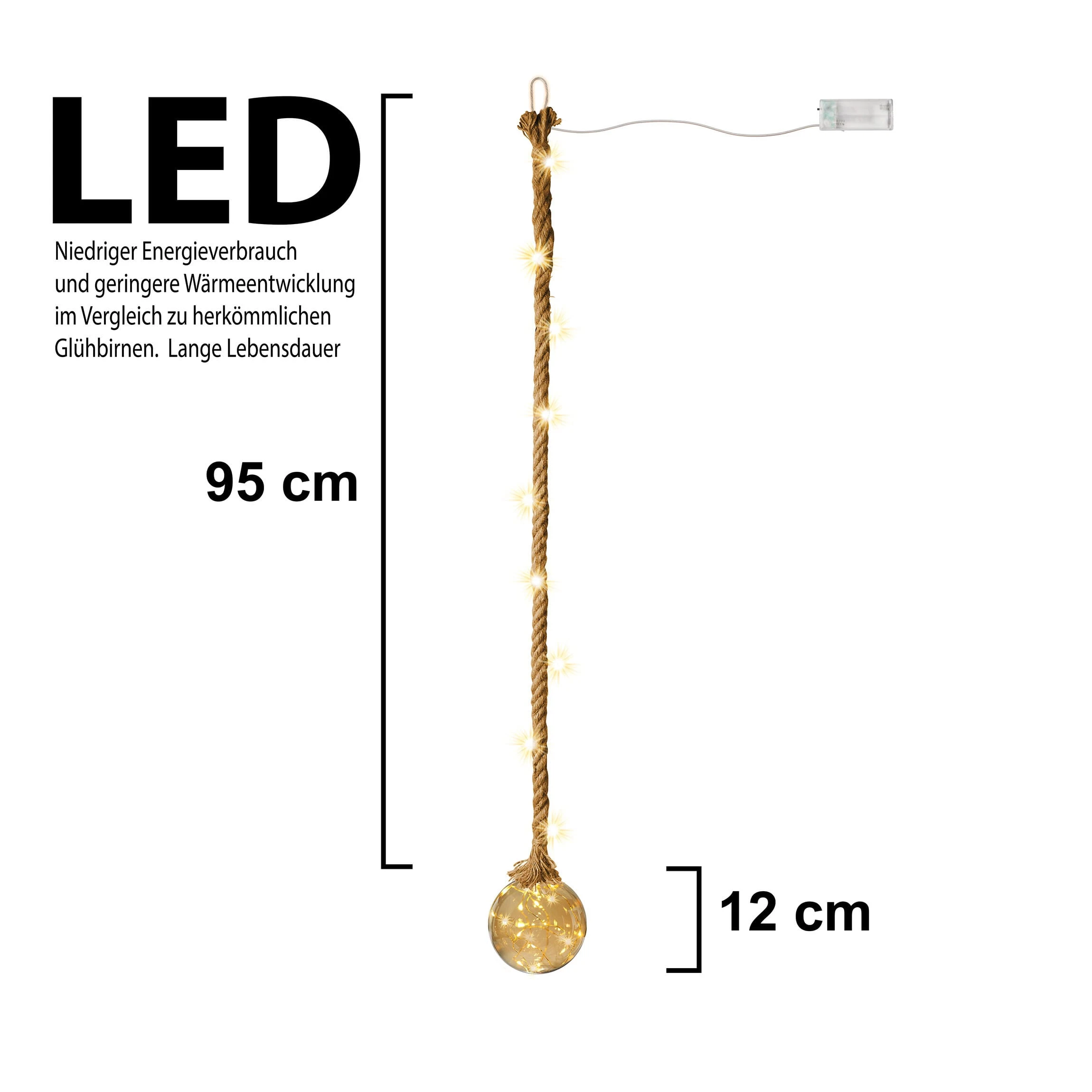 AMARE LED Dekolicht 12 Cm Kugelform Am Seil NICHT ERFORDERLICH In Bernstein – Bild 7