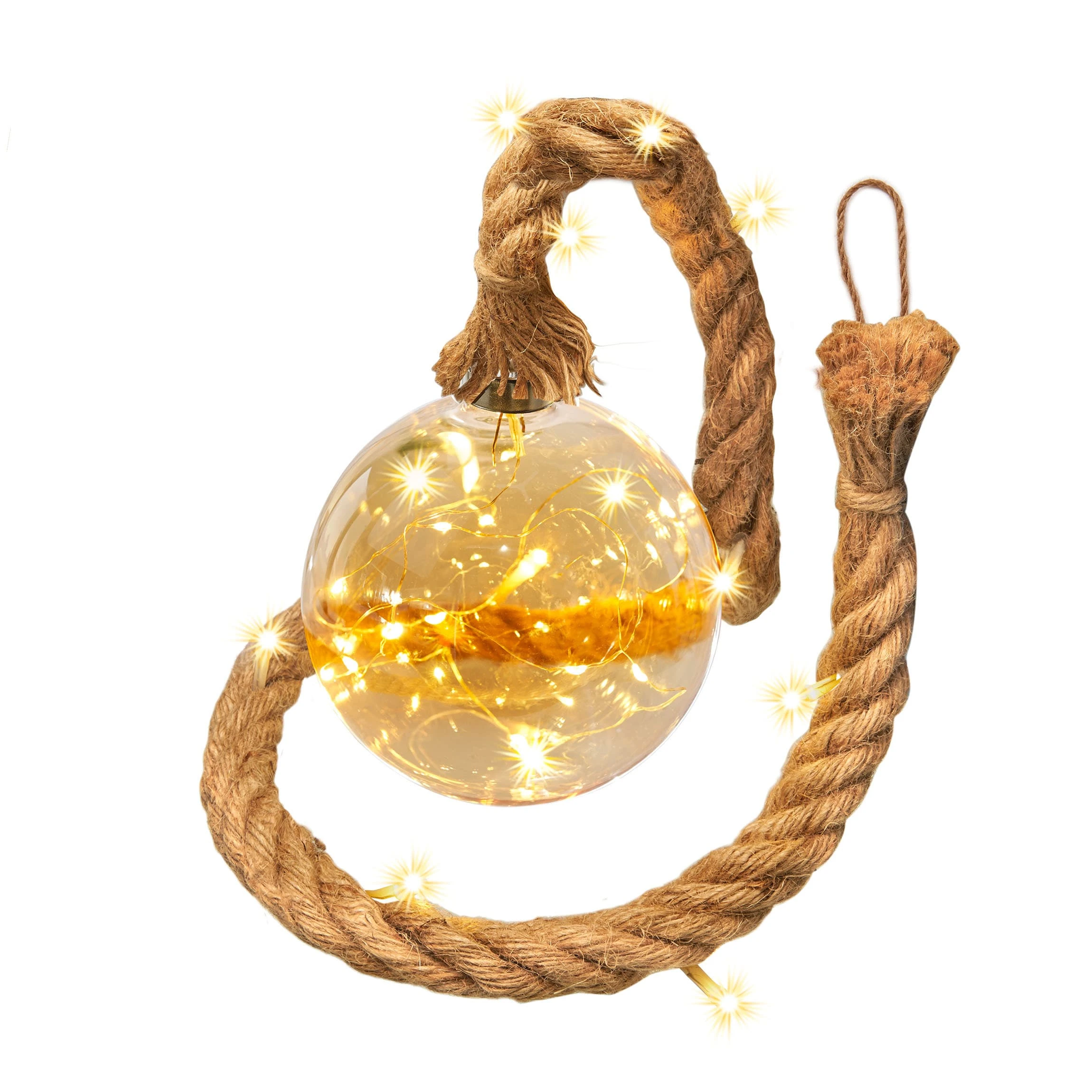 AMARE LED Dekolicht 12 Cm Kugelform Am Seil NICHT ERFORDERLICH In Bernstein