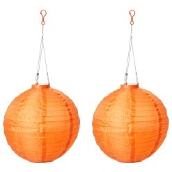 AMARE LED Lampion 2er-Set Solar Lampenkette SOLARBETRIEBEN In Orange