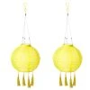 AMARE LED Lampion 2er-Set Solar Quaste Lampenkette SOLARBETRIEBEN In Gelb