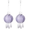 AMARE LED Lampion 2er-Set Solar Quaste Lampenkette SOLARBETRIEBEN In Lila
