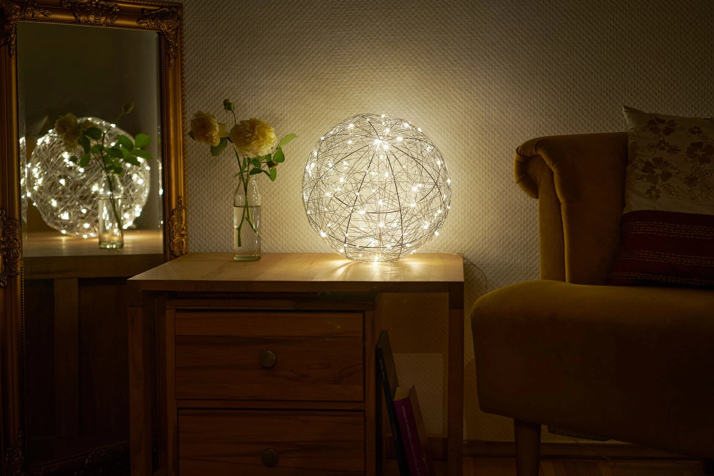 AMARE LED-Metalldrahtkugel Ø 30 Cm G In Silber – Bild 2