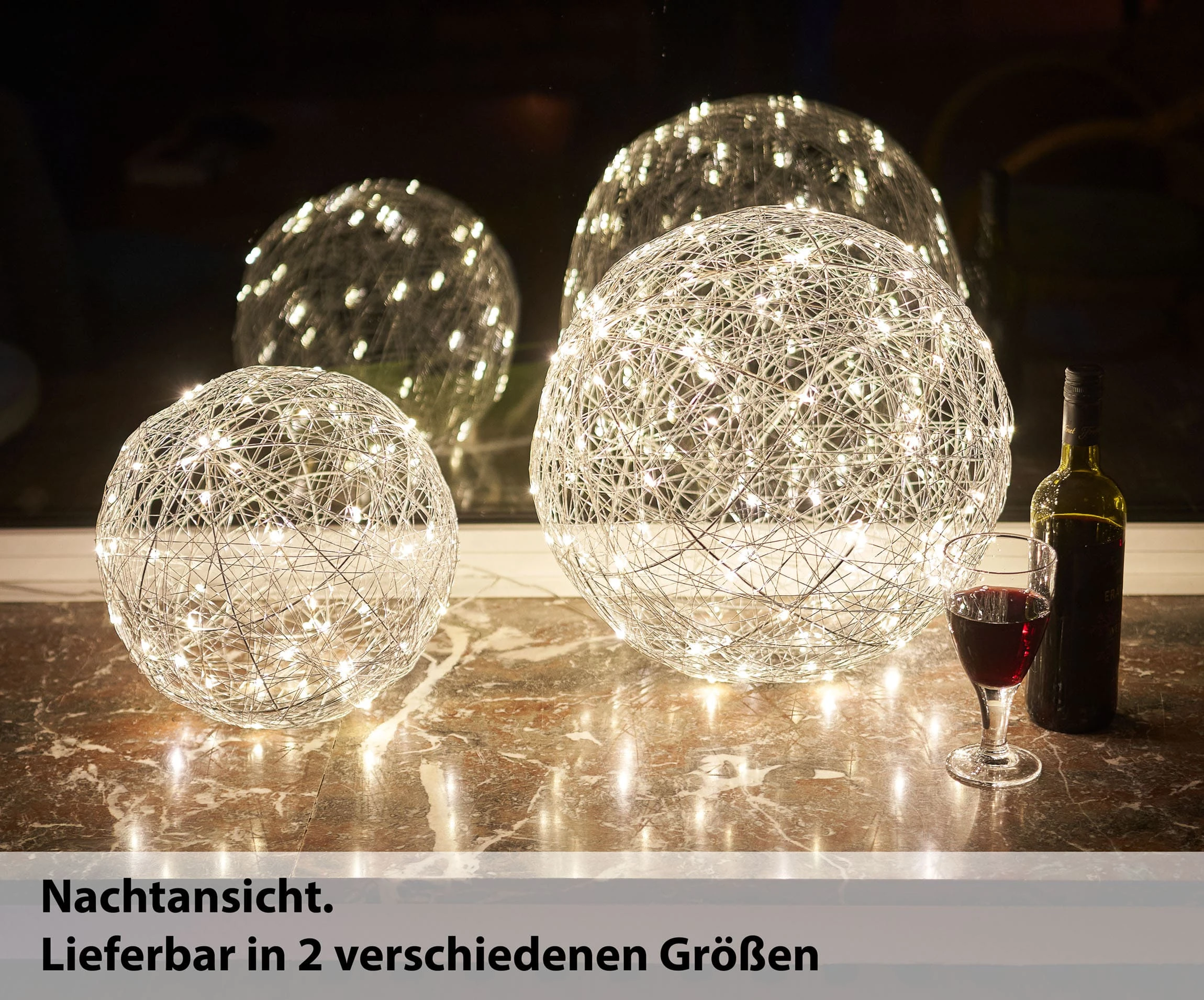 AMARE LED-Metalldrahtkugel Ø 30 Cm G In Silber – Bild 5