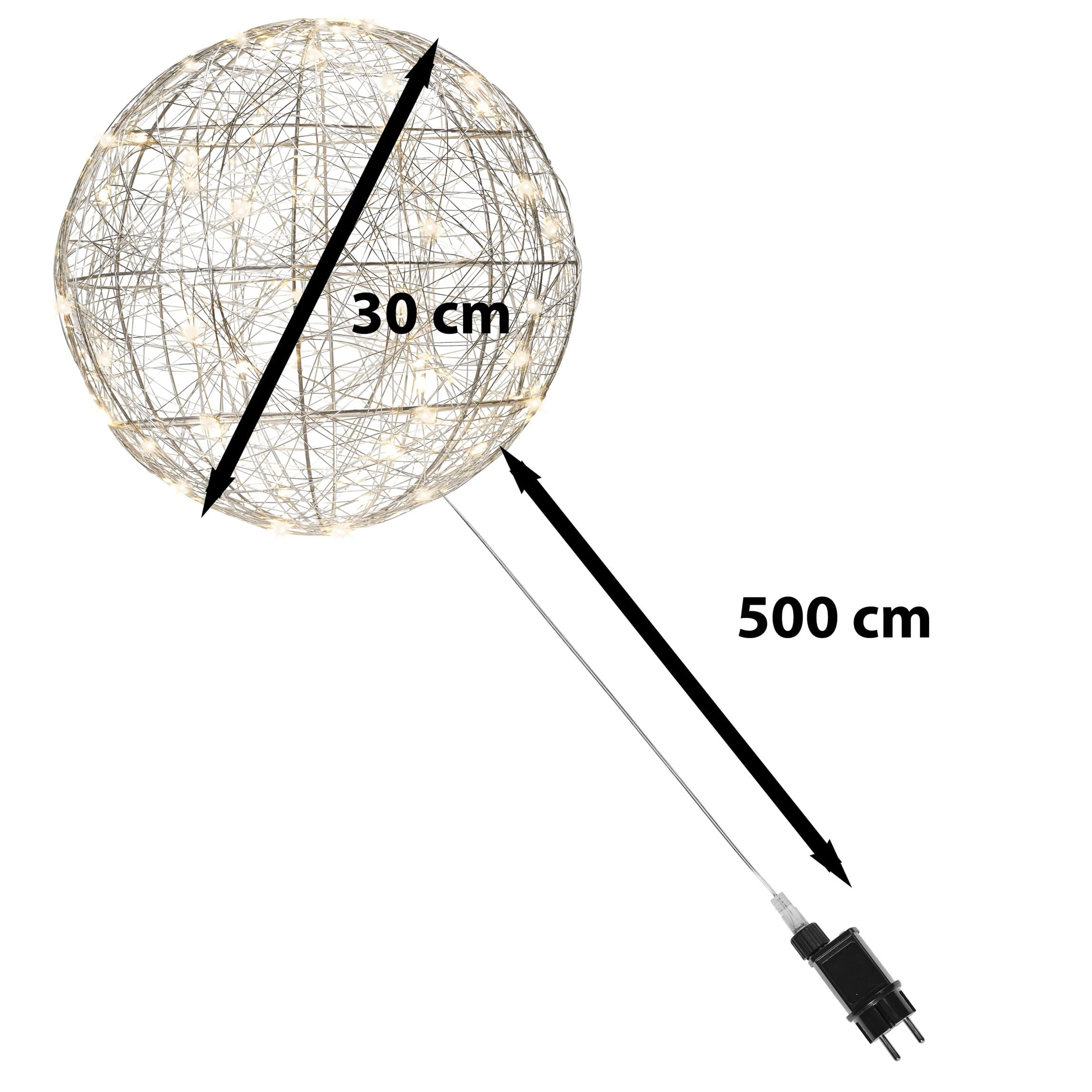 AMARE LED-Metalldrahtkugel Ø 30 Cm G In Silber – Bild 8