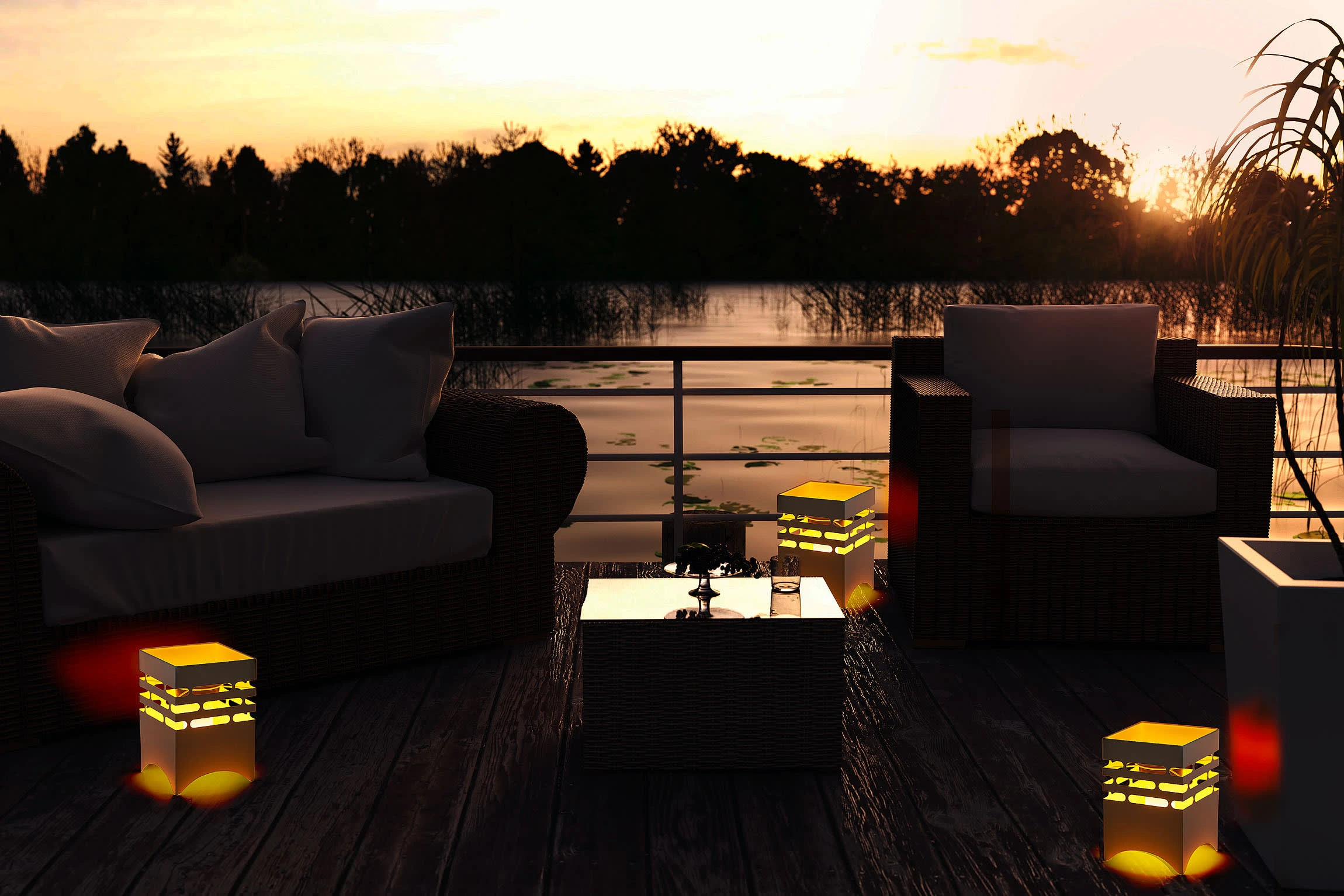 AMARE Solar Gartenfeuer Eckig NICHT ERFORDERLICH In Weiß – Bild 7