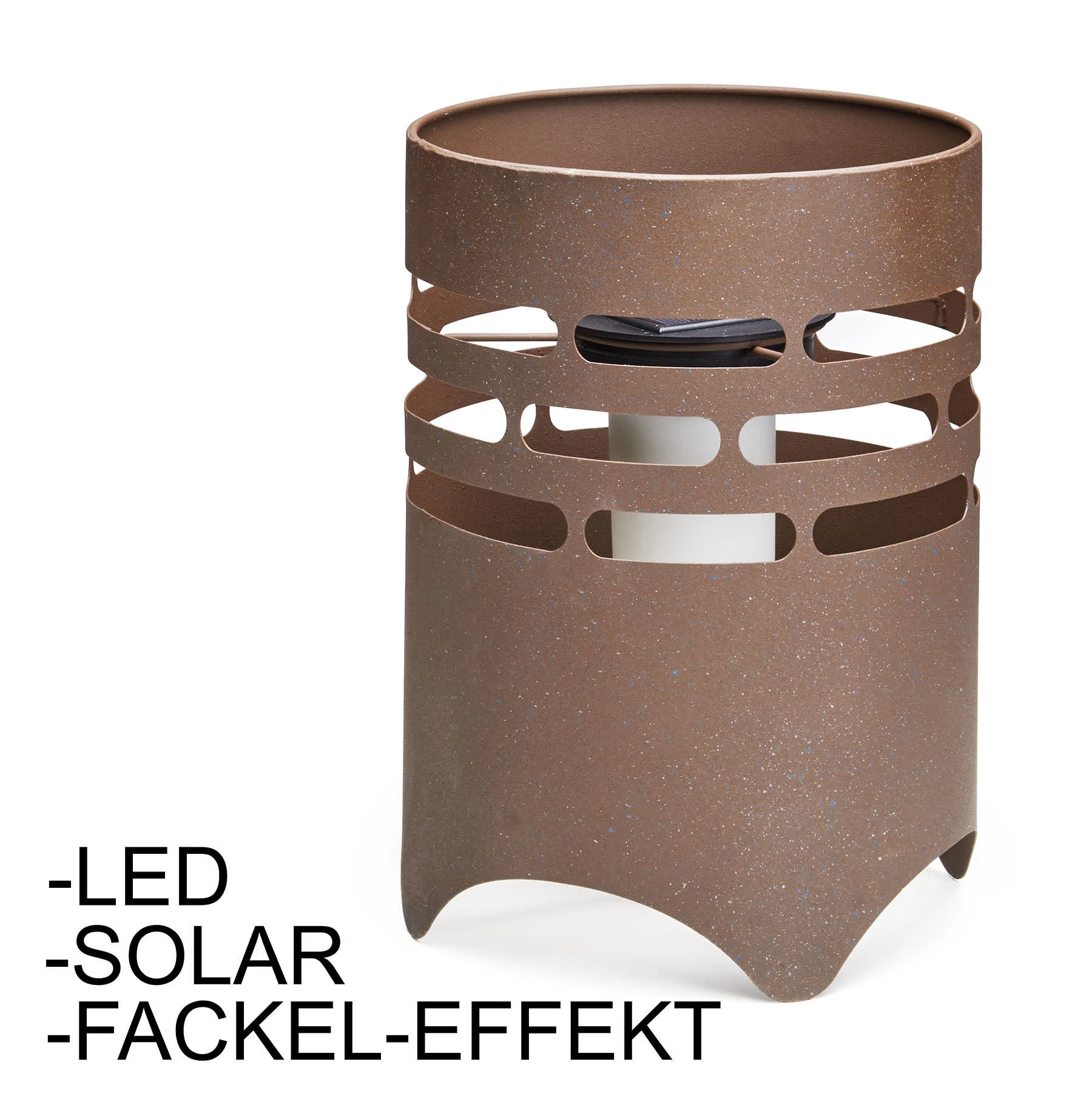AMARE Solar Gartenfeuer Rund NICHT ERFORDERLICH In Rostfarbe – Bild 4