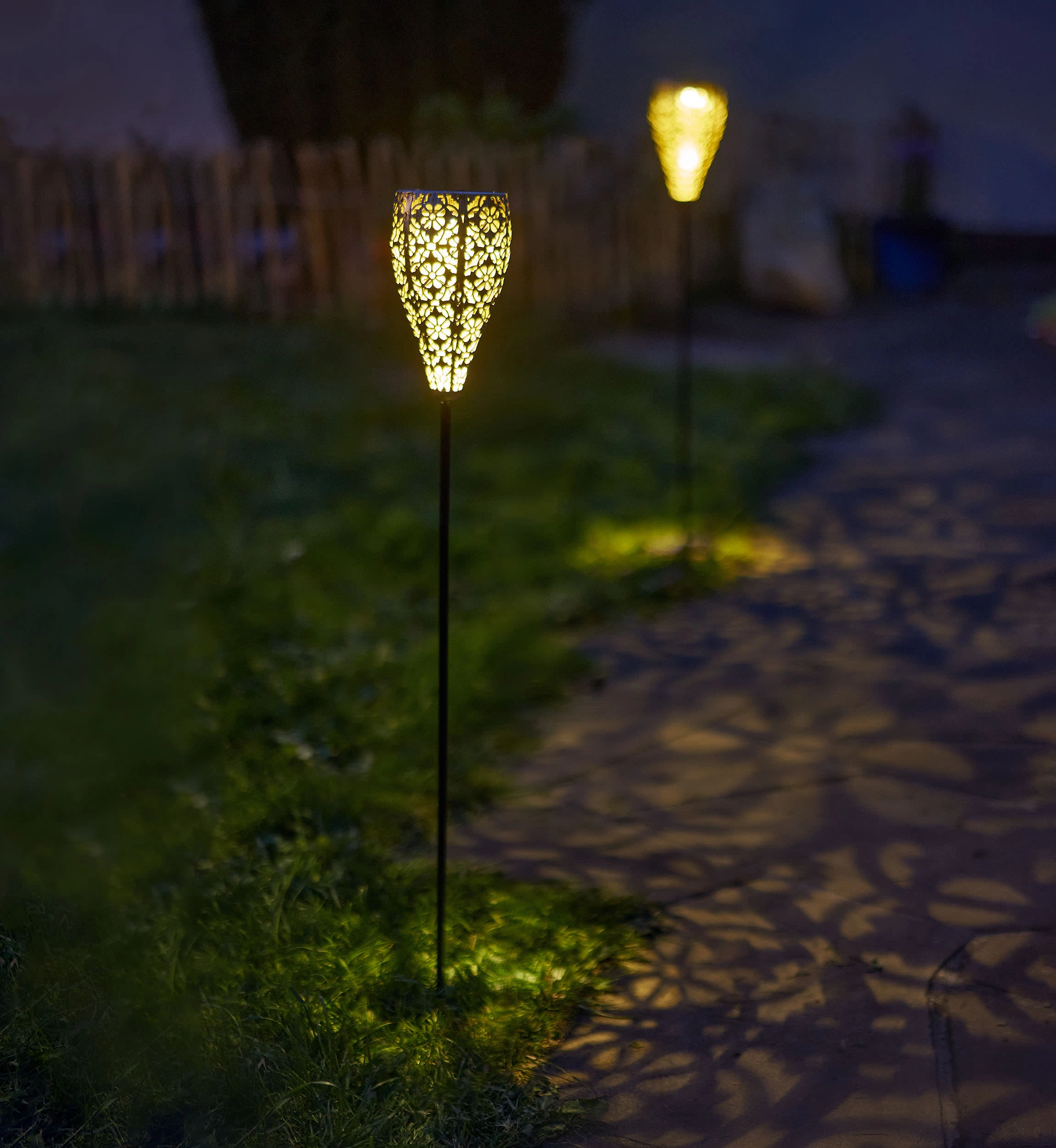 AMARE Solar LED Dekostecker 2er Set Metall Kelch KABELLOS In Kupfer – Bild 8