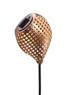 AMARE Solar LED Dekostecker 2er Set Metall Kelch Schräg KABELLOS In Kupfer