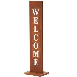 AMARE Stahl Standschild Welcome In Rost