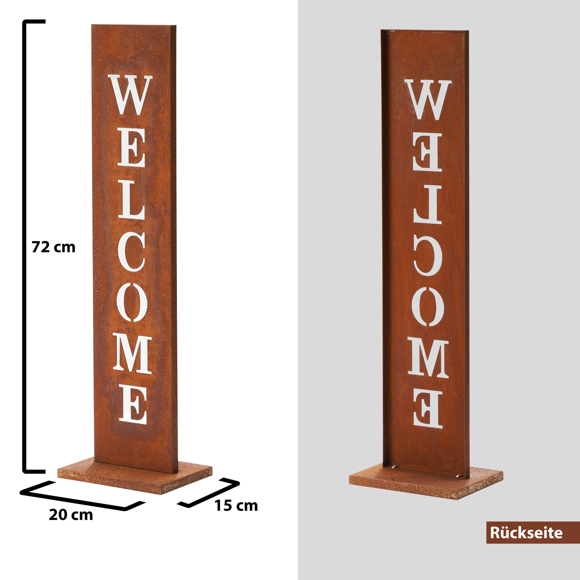 AMARE Stahl Standschild Welcome In Rost – Bild 5