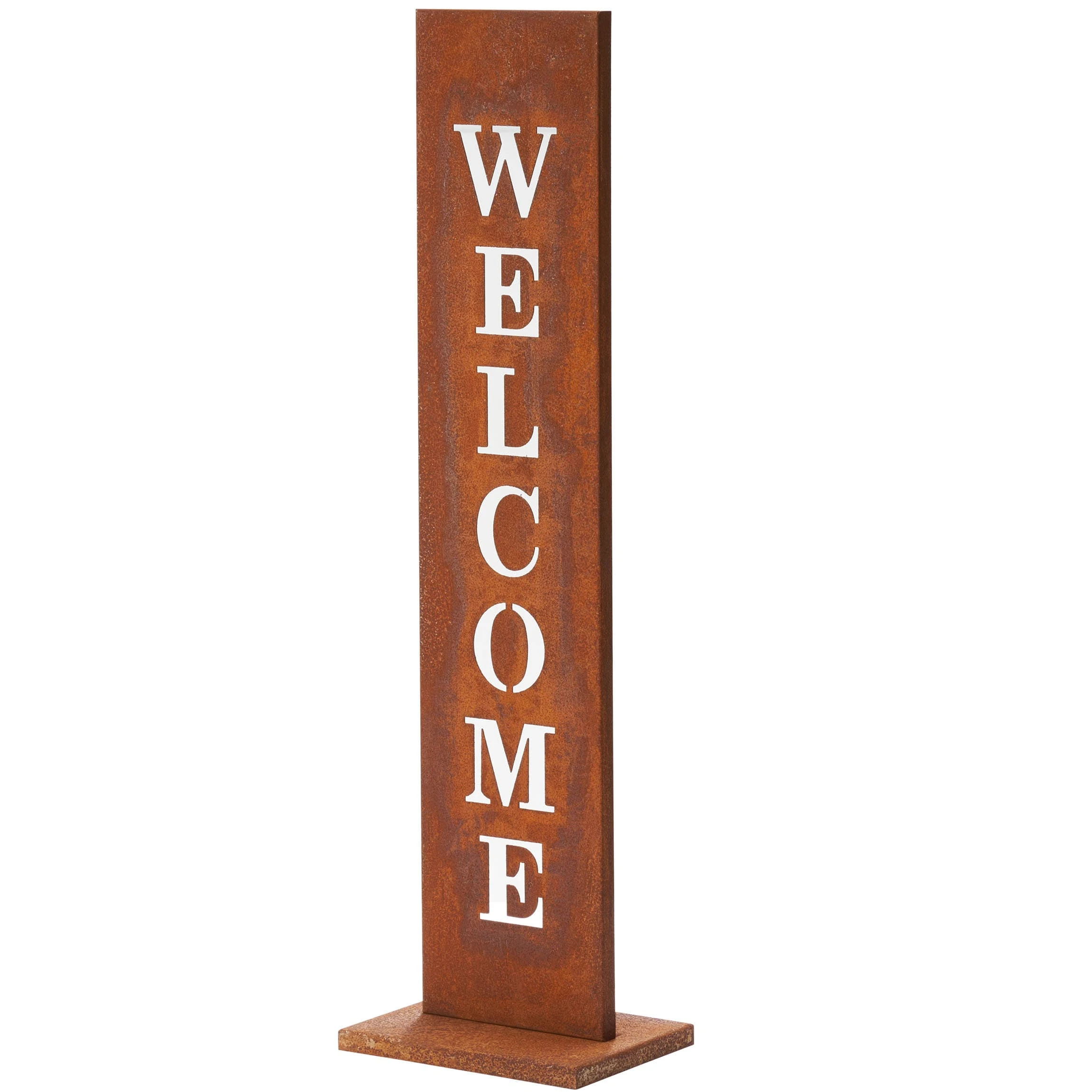 AMARE Stahl Standschild Welcome In Rost