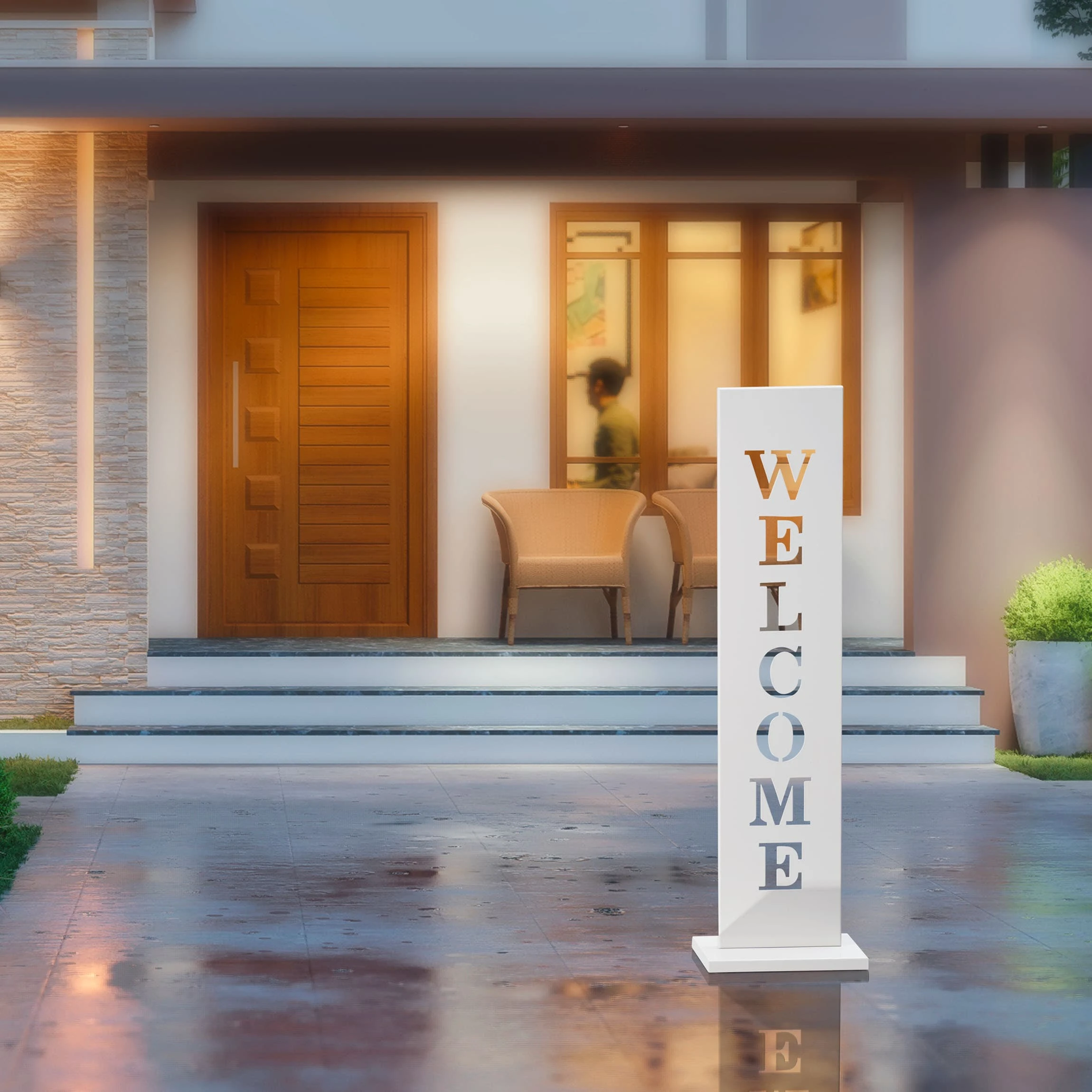 AMARE Stahl Standschild Welcome In Weiß – Bild 4