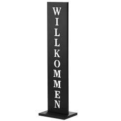 AMARE Stahl Standschild Willkommen In Schwarz