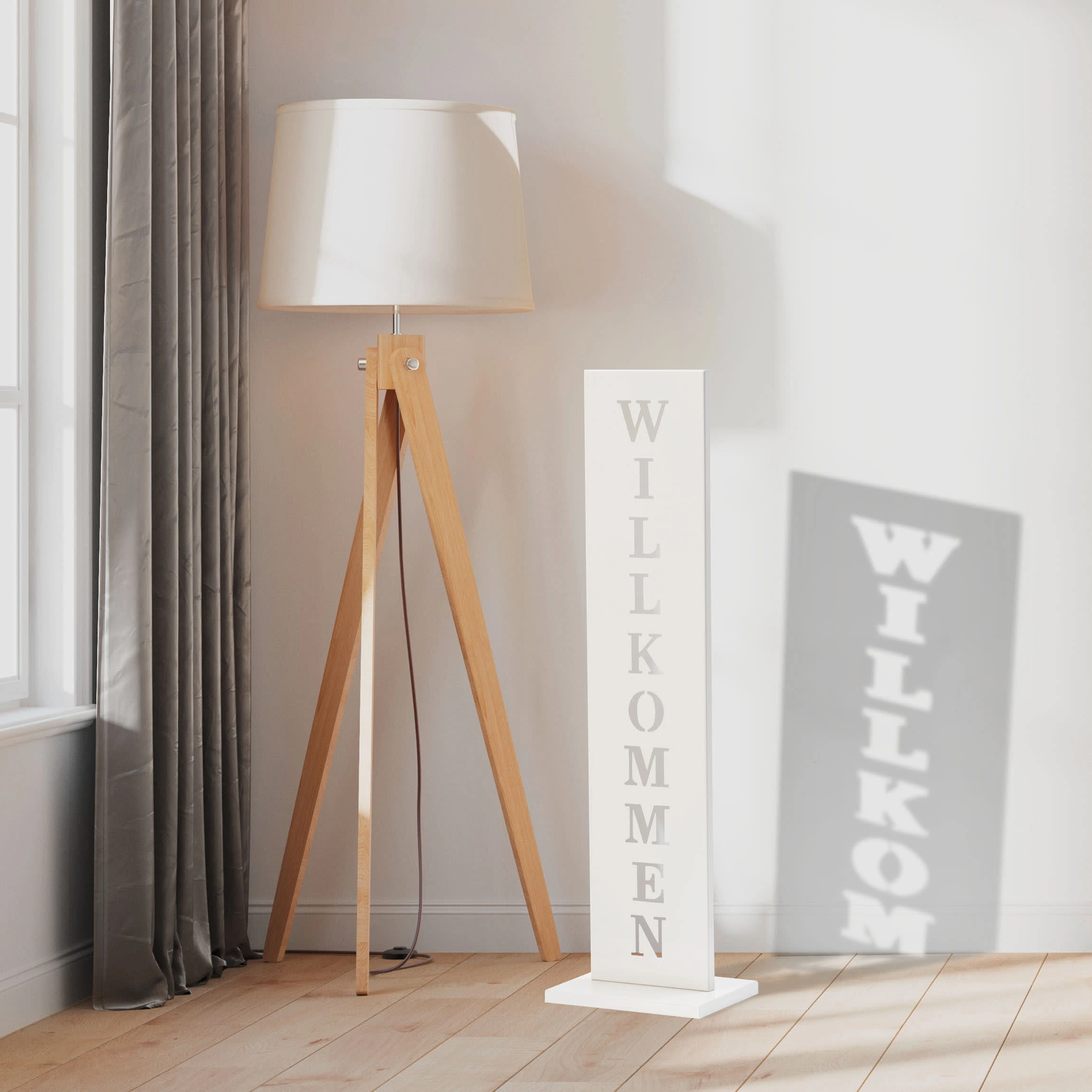 AMARE Stahl Standschild Willkommen In Weiß – Bild 3