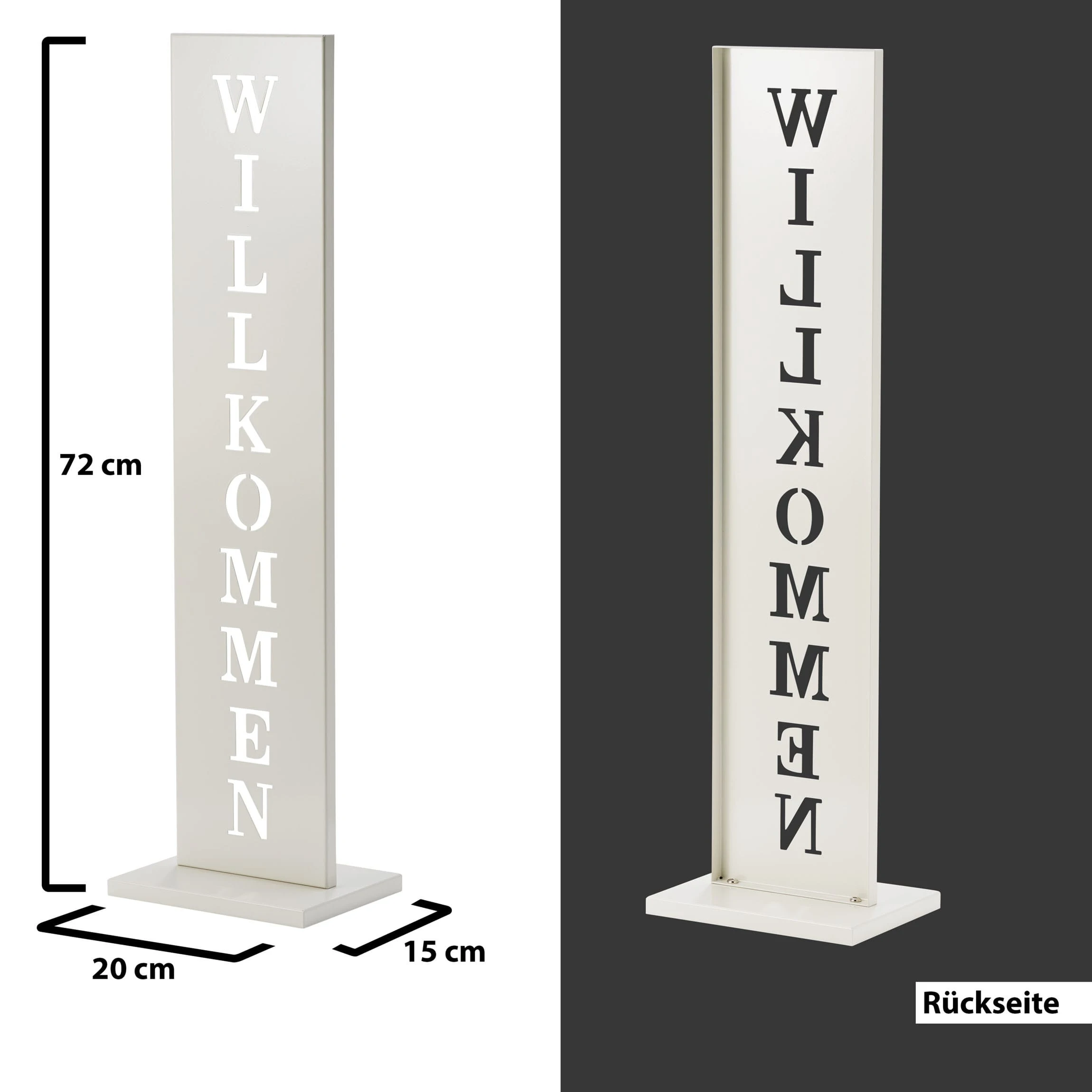 AMARE Stahl Standschild Willkommen In Weiß – Bild 5