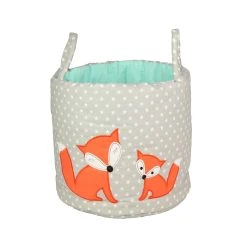 BABY LAL® Aufbewahrungskorb "FUCHS & Co." In Grau/Mint - (H) 32 X (B) 35cm
