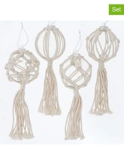 Boltze 12er-Set: Weihnachtskugeln "Nara" In Beige - Ø 9 Cm