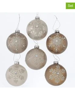 Boltze 12er-Set: Weihnachtskugeln "Topas" In Silber/ Gold - Ø 8 Cm