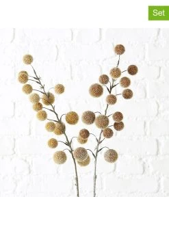 Boltze 2er-Set: Dekoblumen "Edelkastanie" In Gelb/ Hellbraun