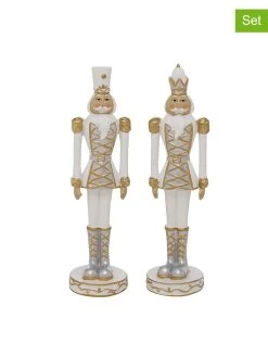 Boltze 2er-Set: Dekofiguren "Cracky" In Weiß - (H)20 Cm