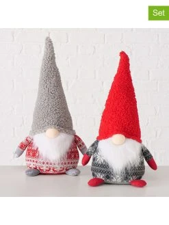 Boltze 2er-Set: Dekofiguren "Flopsy" In Rot/ Grau - (H)51 Cm