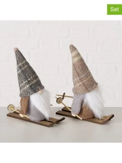 Boltze 2er-Set: Dekofiguren "Theobert" In Grau - (B)12 X (H)16 Cm