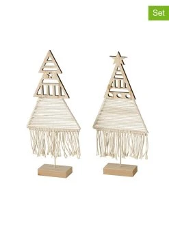 Boltze 2er-Set: Dekoobjekte "Oletta" In Hellbraun - (B)14 X (H)30 Cm