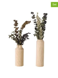 Boltze 2er-Set: Vasen "Florano" In Beige - (H)50 Cm