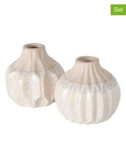 Boltze 2er-Set: Vasen "Malia" In Beige - (H)9 Cm