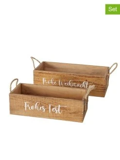 Boltze 2er-Set: Weihnachtskisten In Hellbraun