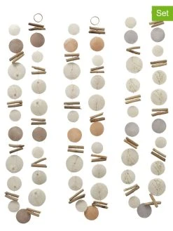 Boltze 3er-Set: Capiz-Girlanden "Herta" In Beige/ Grau/ Creme - (L)180 Cm