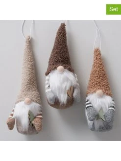 Boltze 3er-Set: Hängefiguren "Tillmann" In Grau/ Beige - (H)19 Cm