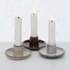 Boltze 3er-Set: Kerzenständer "Malinka" In Grau/ Braun - (H)6 Cm