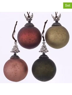 Boltze 4er-Set: Weihnachtskugeln "Telfi" In Bunt - Ø 8 Cm