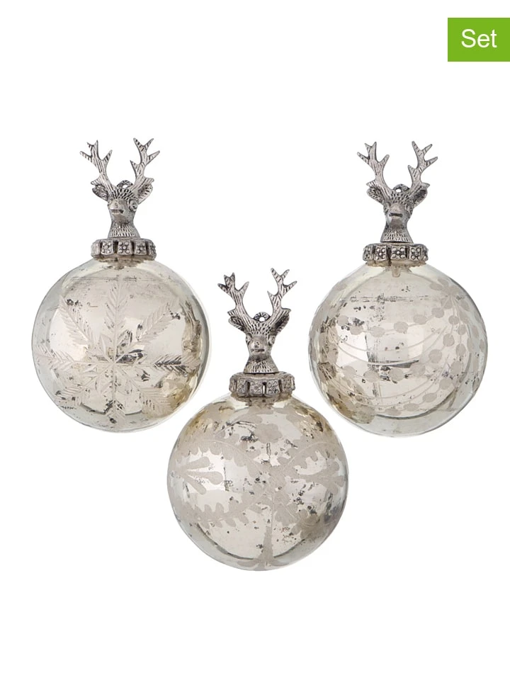 Boltze Christbaumkugeln "Sainte" In Silber - 3 Stück