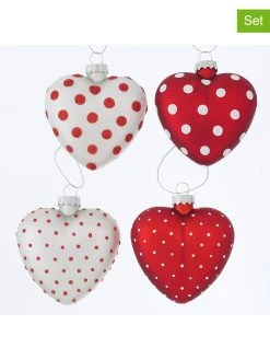 Boltze Christbaumornamente "Milena" In Rot/ Weiß - 4 Stück
