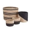 Butlers 4-tlg. Korbset Handgefertigt Aus Raffia ISALO In Natur-Anthrazit