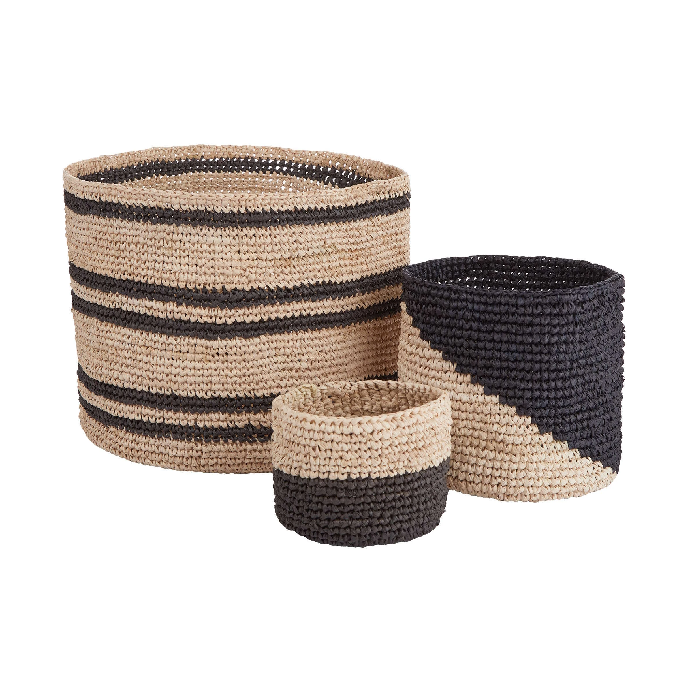 Butlers Korb Handgefertigt Aus Raffia Ø13cm ISALO In Natur-Anthrazit – Bild 4