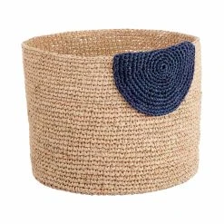 Butlers Korb Handgefertigt Aus Raffia Ø20cm ISALO In Natur-Blau
