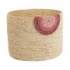Butlers Korb Handgefertigt Aus Raffia Ø20cm ISALO In Natur-Rosa