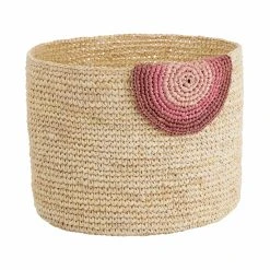 Butlers Korb Handgefertigt Aus Raffia Ø20cm ISALO In Natur-Rosa