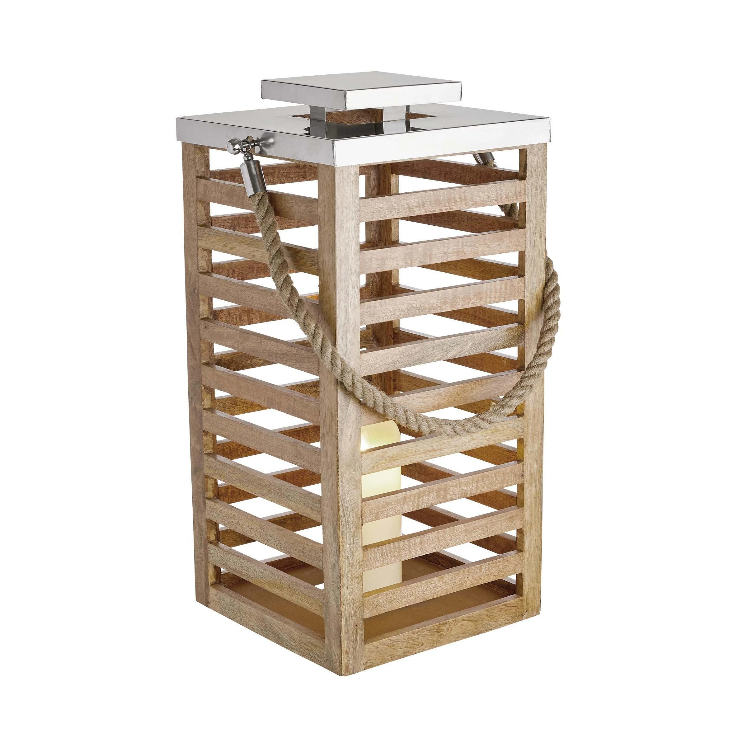 Butlers Laterne Mangoholz Höhe 65cm SHORE In Braun – Bild 3