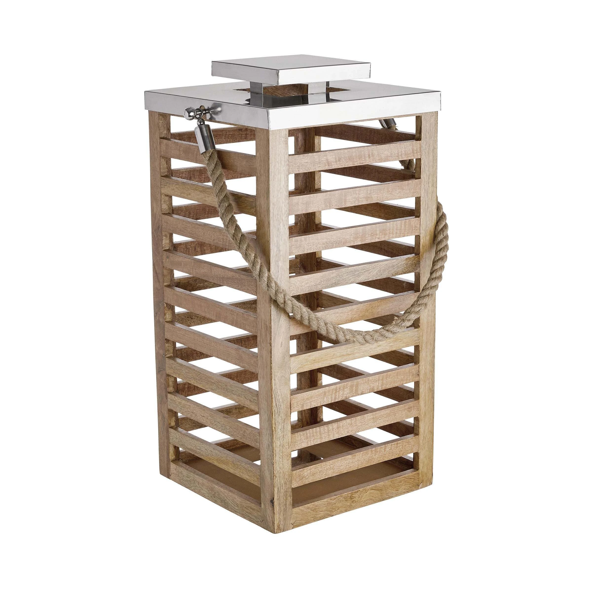 Butlers Laterne Mangoholz Höhe 65cm SHORE In Braun